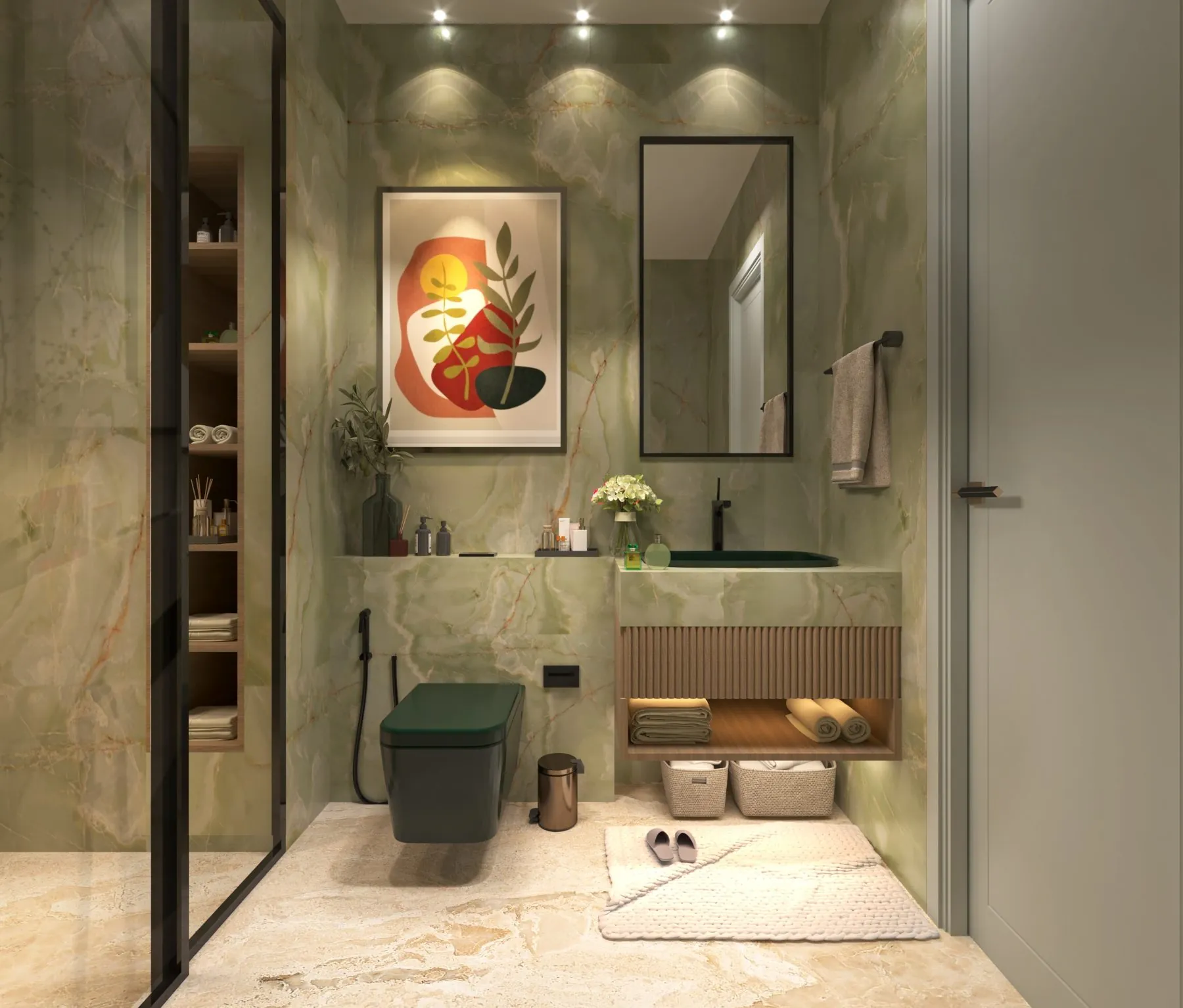 Mirante · Green onyx bathroom