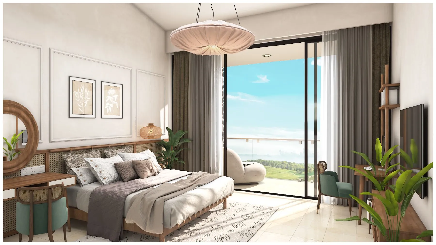 Mistura · Bedroom with balcony and cane detailing