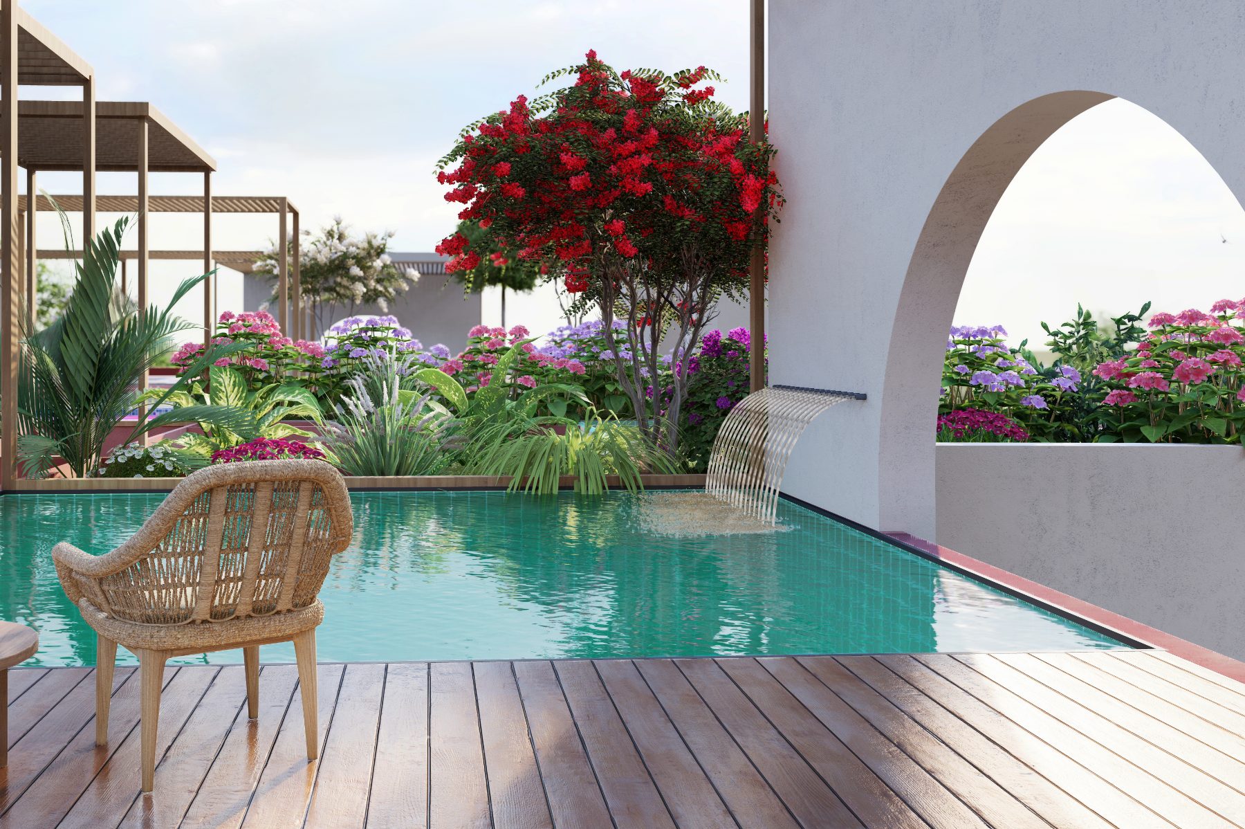 Melhor · Plunge pool with waterfall