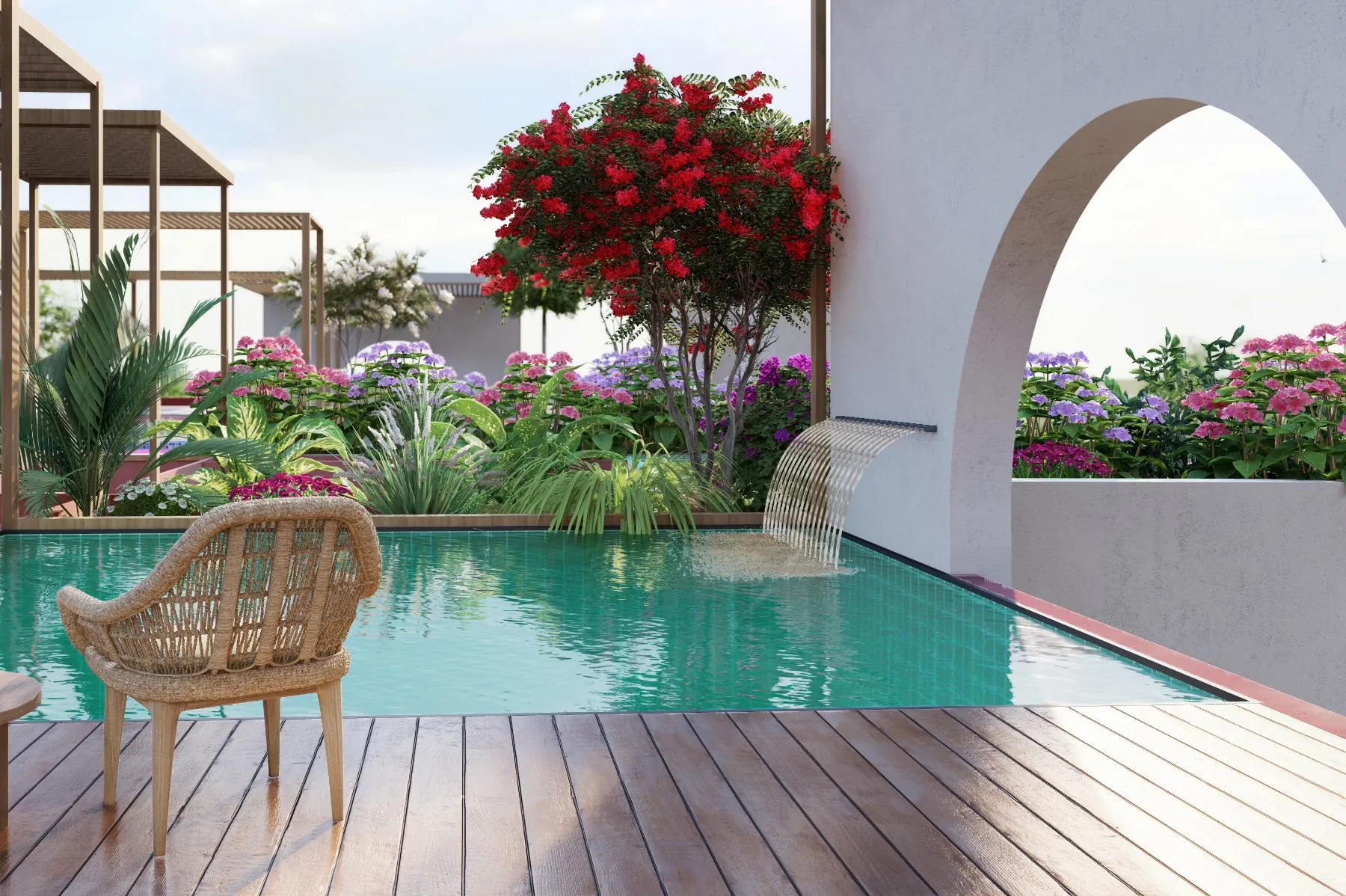 Melhor · Plunge pool with waterfall